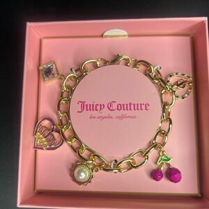 Juicy Couture Gold Bracelet with Pink Charms